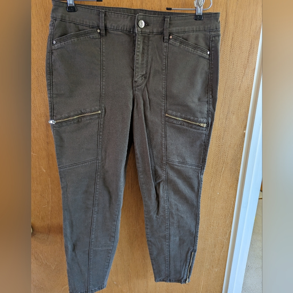 White House Black Market Skinny Cropped Pants, Brown, 10